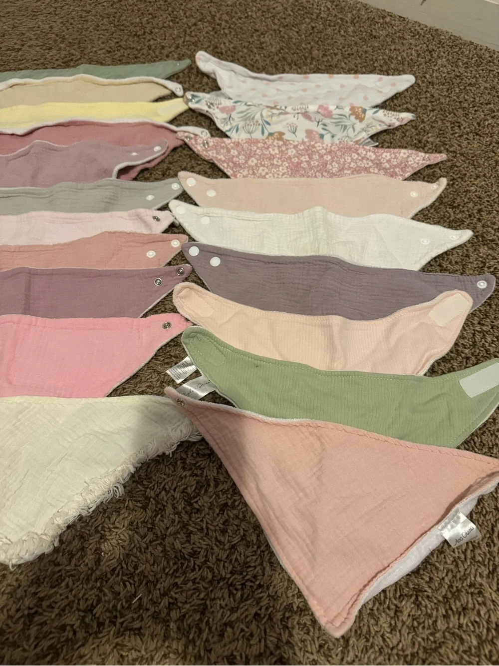 Baby Girl Bandana Bib Set - Pink, Cream, Green, Mauve, Yellow